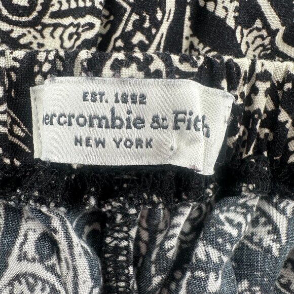 Abercrombie & Fitch Asymmetrical Skirt Black & White Medium Viscose Boho Elastic - Picture 2 of 11